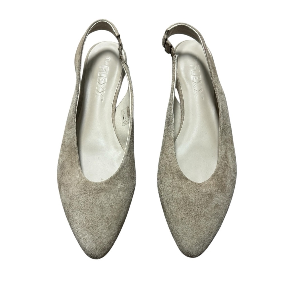 The Flexx Womens Pointed Toe Suede Leather Cream Slingback Flats Shoes US 6
